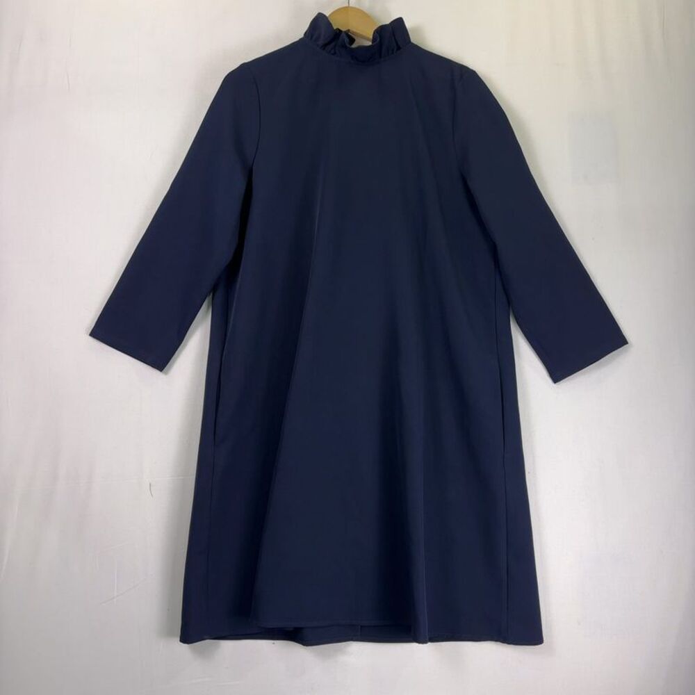 Tuckernuck Navy Ruffle Mock-Neck Mini Dress